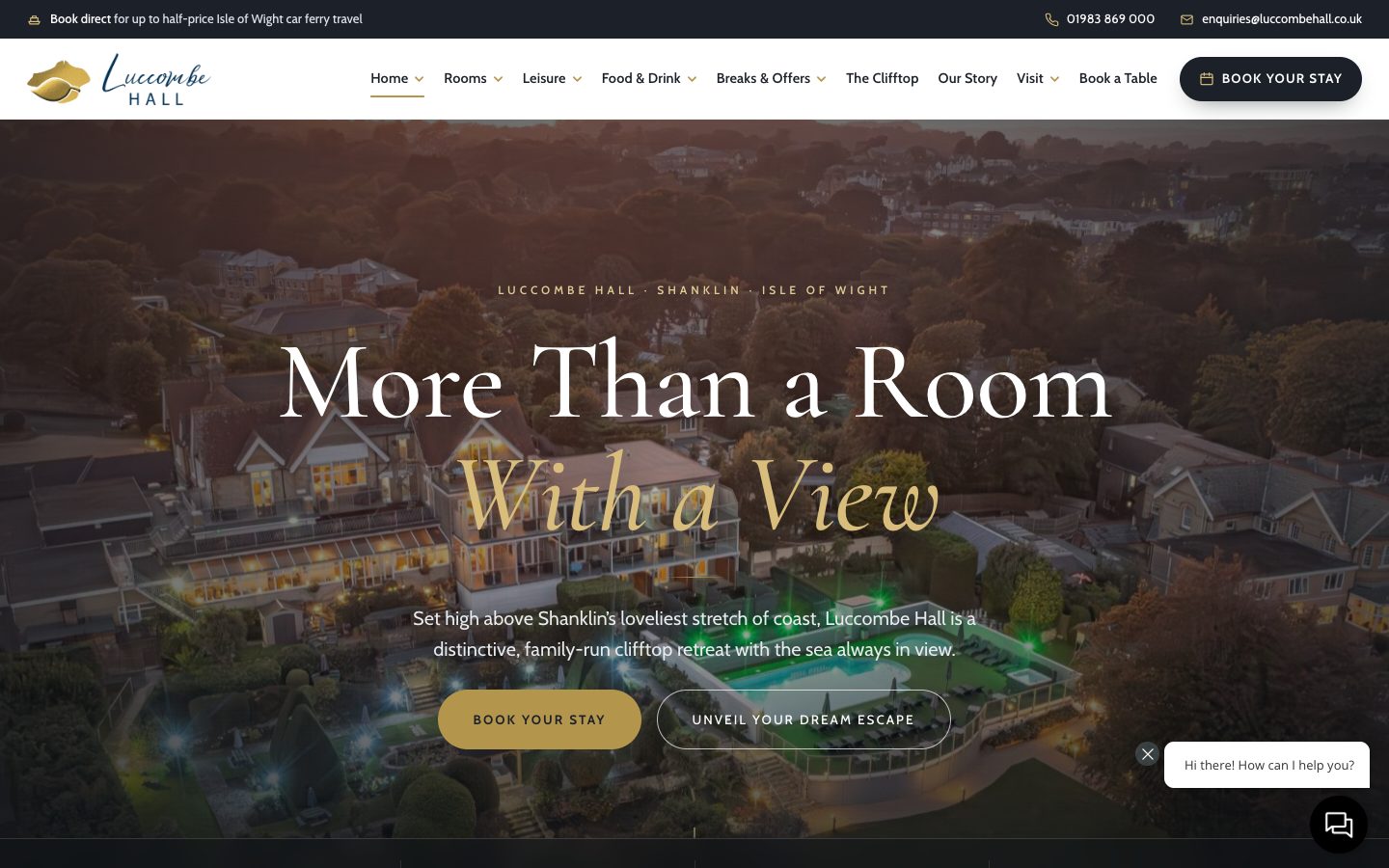 Luccombe Hall website, built by Media House Agency