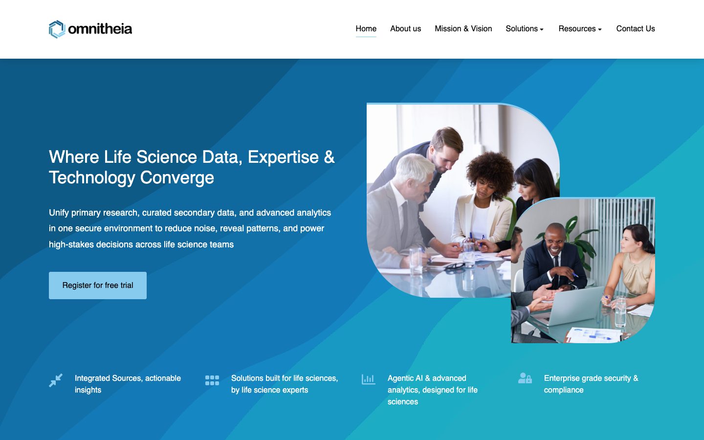 Omnitheia website, built by Media House Agency