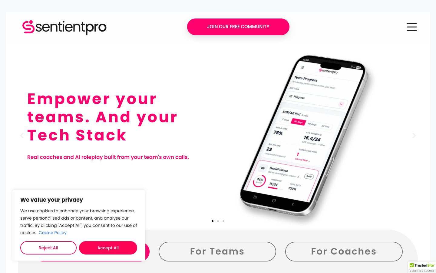SentientPro website, built by Media House Agency