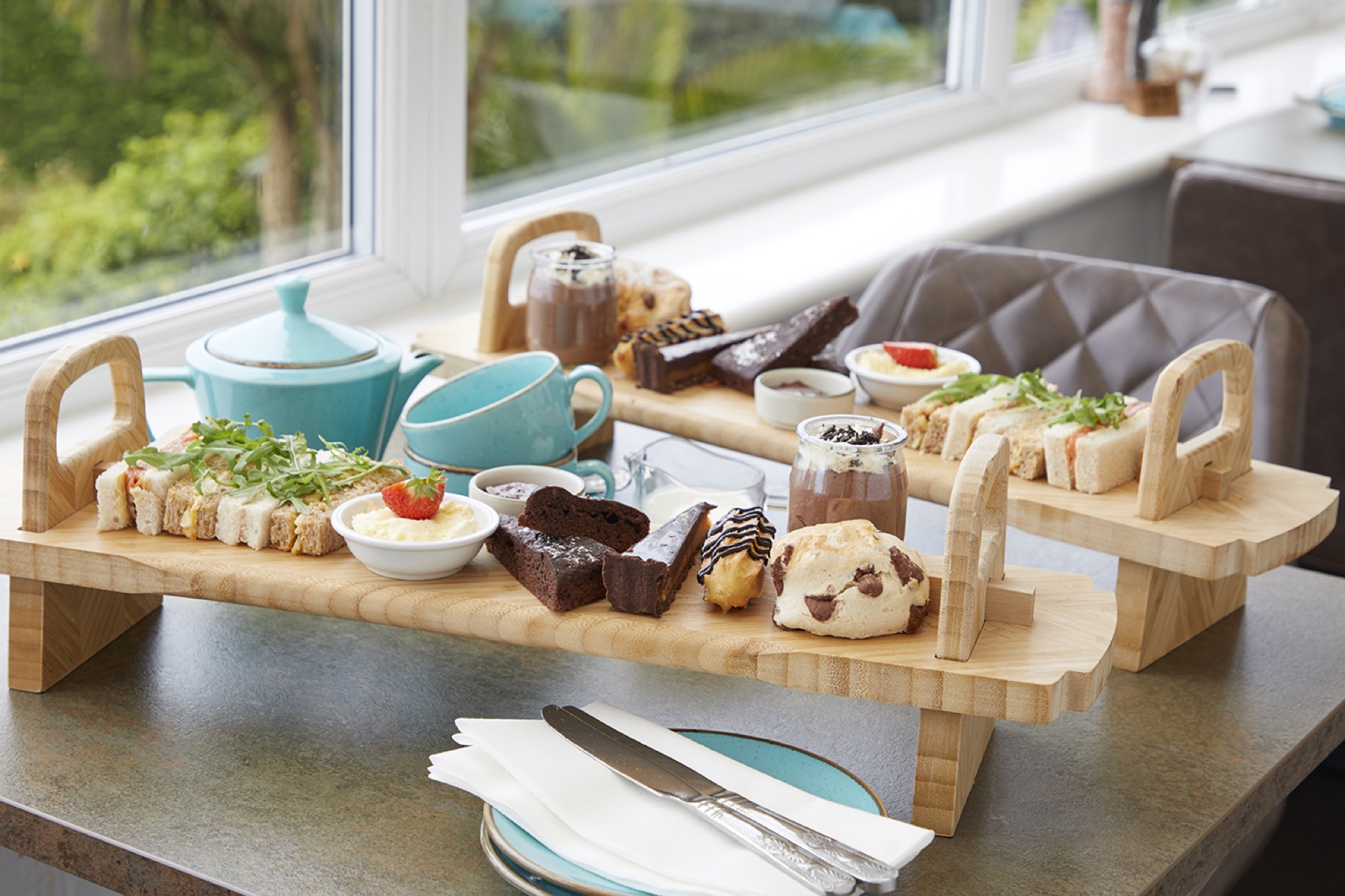 Chocolate afternoon tea at Luccombe Hall — food photography for the hotel